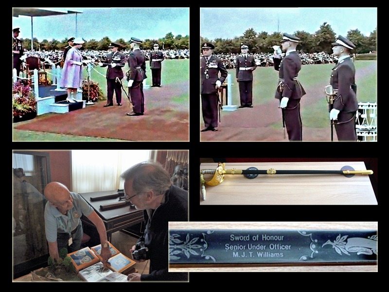 Oben: Mike wird von der Queen mit dem Sword of Honour für seine Leistungen in der RAF ausgezeichnet