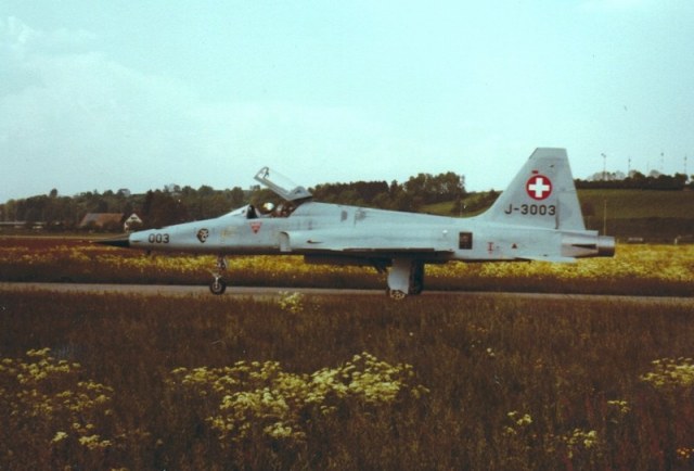 Die F-5E J-3003 der Fliegerstaffel 18 in Dübendorf 1979