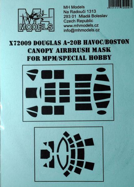 MH-Models - Douglas A-20B Havoc/Boston canopy airbrush mask