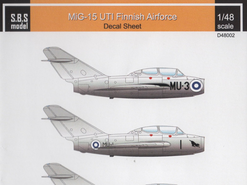 S.B.S Model - MiG-15 UTI Finnish Airforce Decal Sheet