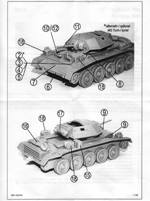 MR Models - Rüstsatz Crusader Mk.II CS Command Tank mit gedr. Geschütz
