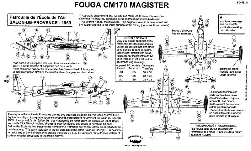 Berna Decals - Fouga CM170 Magister
