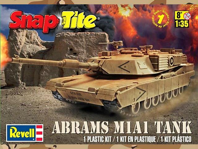 Erstauflage unter der Revell-Nr. 85-1973 als Abrams M1A1 Tank Snap Tite (Skill 1)