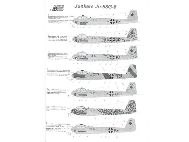Authentic Decals - Junkers Ju-88G-6