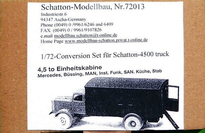 Schatton Modellbau - 4,5 t Einheitskabine