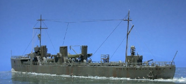Torpedoboot SMS B 98 auf bemalter Glasplatte