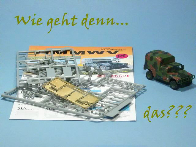 Bausatzteile und fertiges Modell (Beispielfoto)