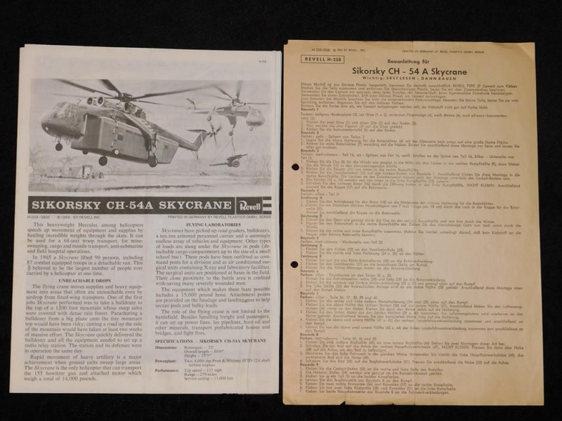 Revell H-258 von 1968-  Sikorsky CH-54 A Skycrane - Bauanleitung Teil 1