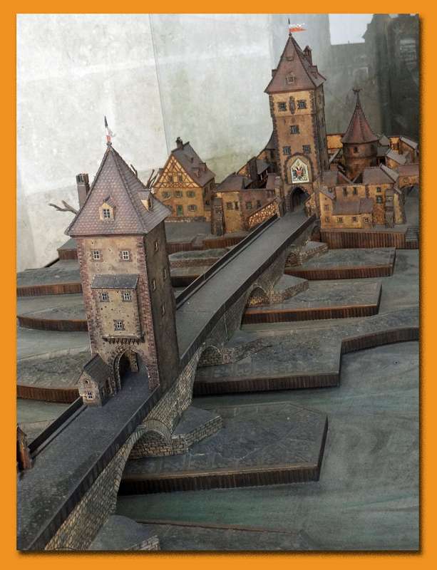 Eine sehr schöne Darstellung der steinernen Brücke im Mittelalter
