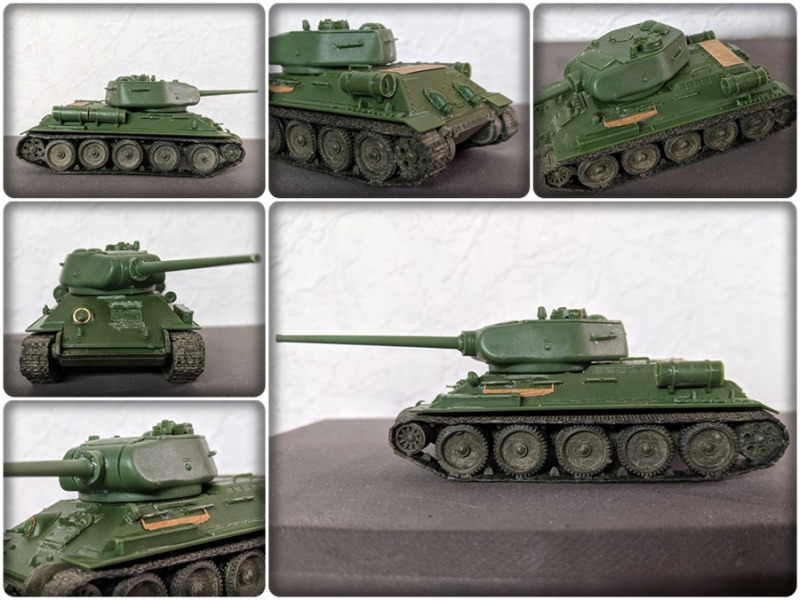 Blick auf den zusammengebauten Panzer - dem Bausatz liegen neben Gummiteilen auch Fotoätzteile bei. Nachträglich wurde das Kanonenrohr aufgebohrt.