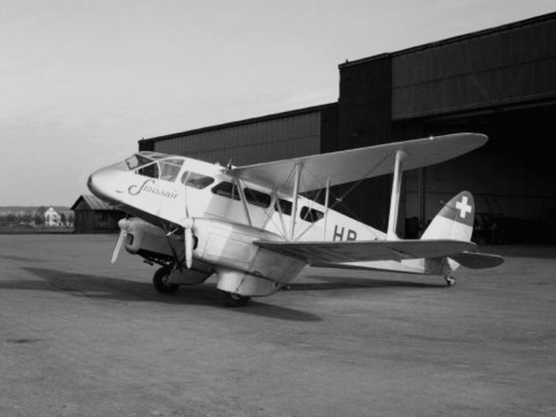 De Havilland D.H. 89 Dragon Rapide Swissair HB-APA im silbernen Anstrich (Foto Sammlung H. Dominik)