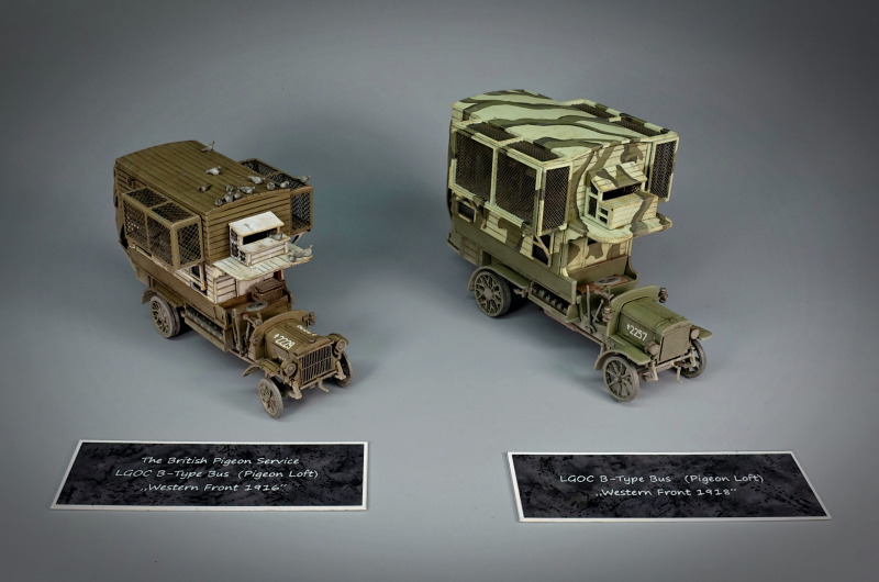 Die Tauben-Busse von W^D (1:76, Westfront 1916) und Roden (1:72, Westfront 1918) im direkten Vergleich