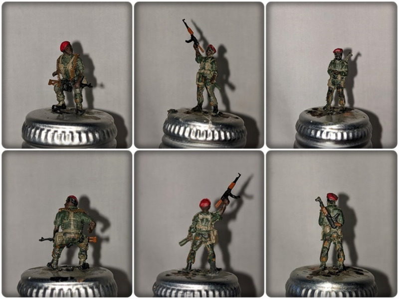 Die Figuren entstanden durch Umgestaltung der Posen bzw. Änderung der Ausrüstung und wurden mit matten Revellfarben und dem Pinsel bemalt