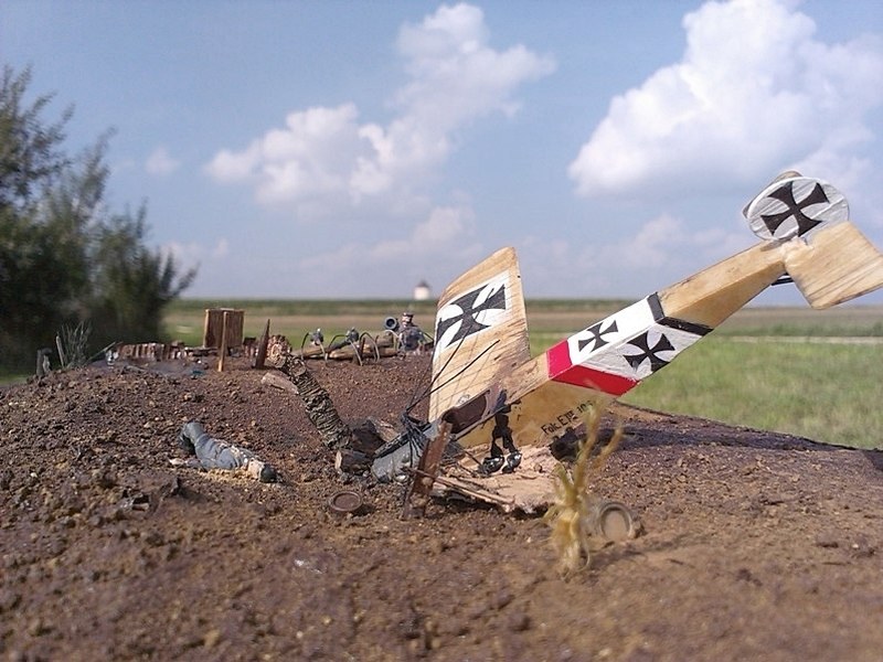 Blick auf die in den Boden gebohrte Fokker