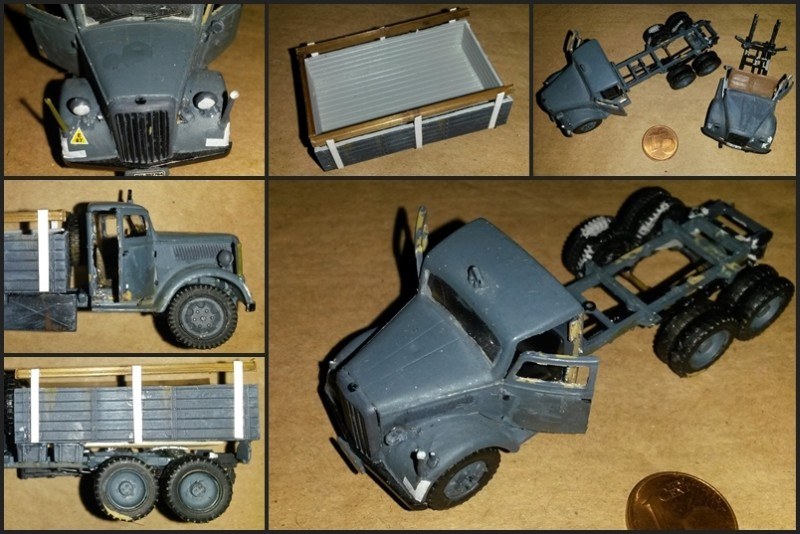 Der dreiachsige Opel Blitz Allrad entstand aus den 1:72 Kits der Firmen Italeri und Academy und einiges an Eigenarbeit.