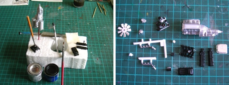 Hauptfarben - Revell 302 und Humbrol 27002  | Alle Teile bemalt außer Keilriemen