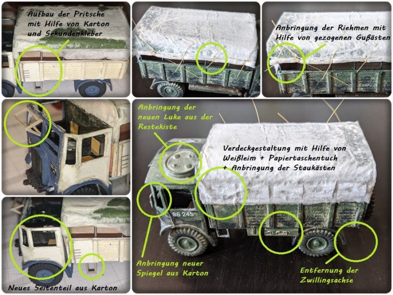 Zahlreiche Umbauten waren nötig, um aus dem Tankwagen einen AEC Matador Mannschaftswagen zu bauen