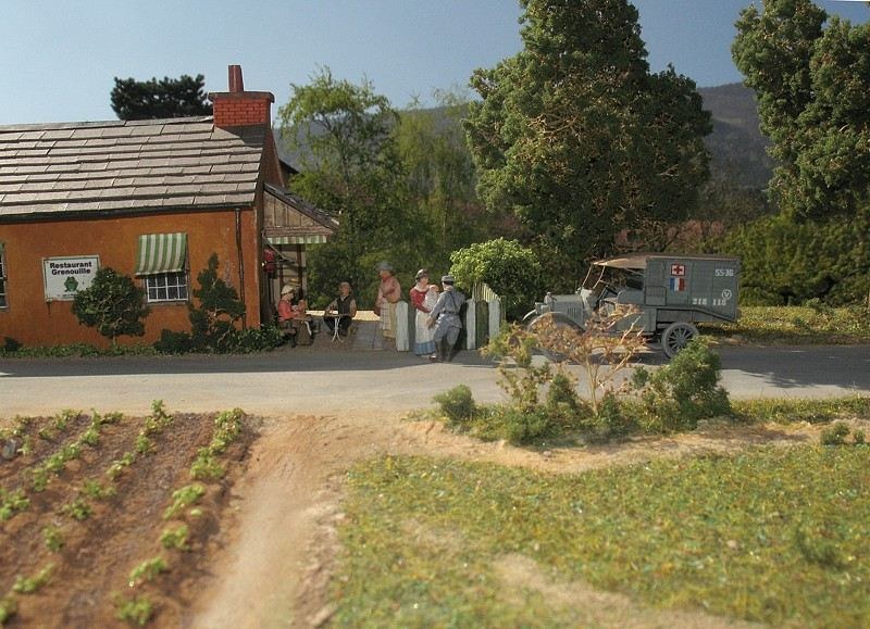 Das Restaurant. Das Haus entstammt einem alten Diorama, für die Umwandlung in ein Restaurant habe ich diverse Verbesserungen vorgenommen.