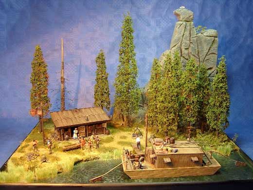 Flußbootdiorama