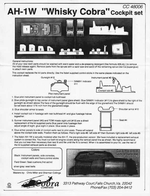 Cobra Company - AH-1W “Whisky Cobra” Cockpit Set