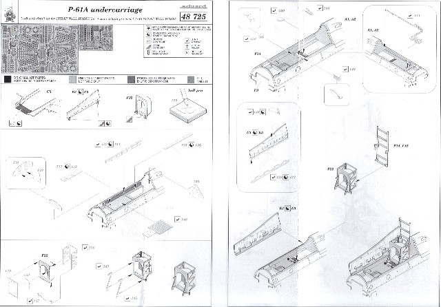 Eduard Ätzteile - P-61A undercarriage