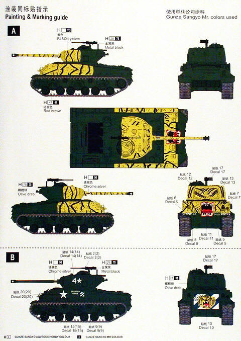 Das Farbblatt mit Farbangaben und Hinweisen zu den Decals