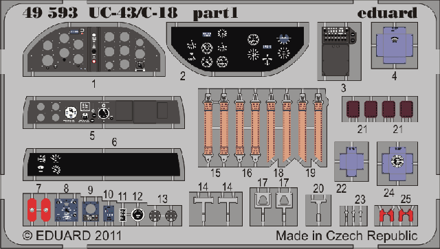 Identisch mit dem ebenfalls erhältlichen ZOOM-Set: die Ätzteilplatine für's Cockpit (Quelle: Eduard)