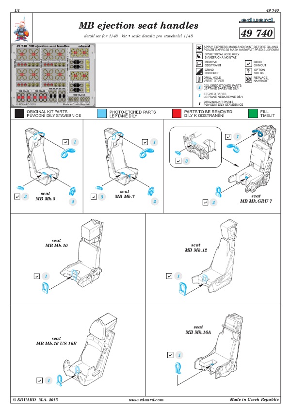 Eduard Ätzteile - MB Ejection Seat handles