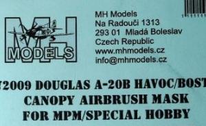 Douglas A-20B Havoc/Boston canopy airbrush mask von MH-Models