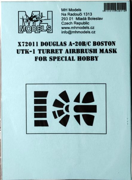 MH-Models - Douglas A-20B/C Boston UTK-1 Turret Canopy Airbrush Mask