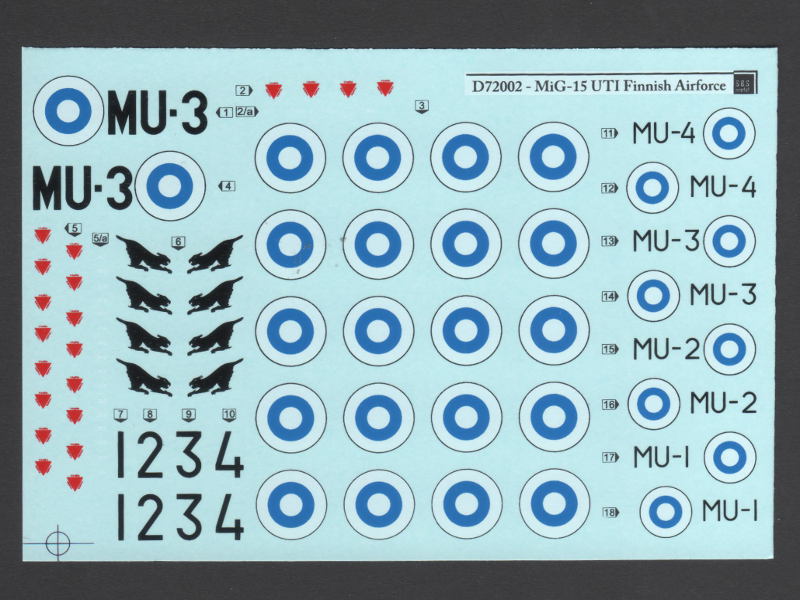 S.B.S Model - MiG-15 UTI Finnish Airforce Decal Sheet