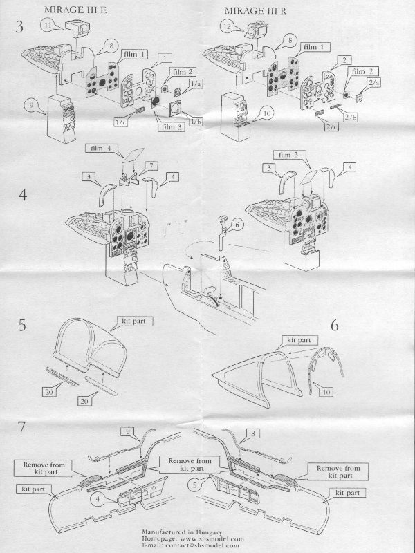 S.B.S Model - Mirage III E/R cockpit set