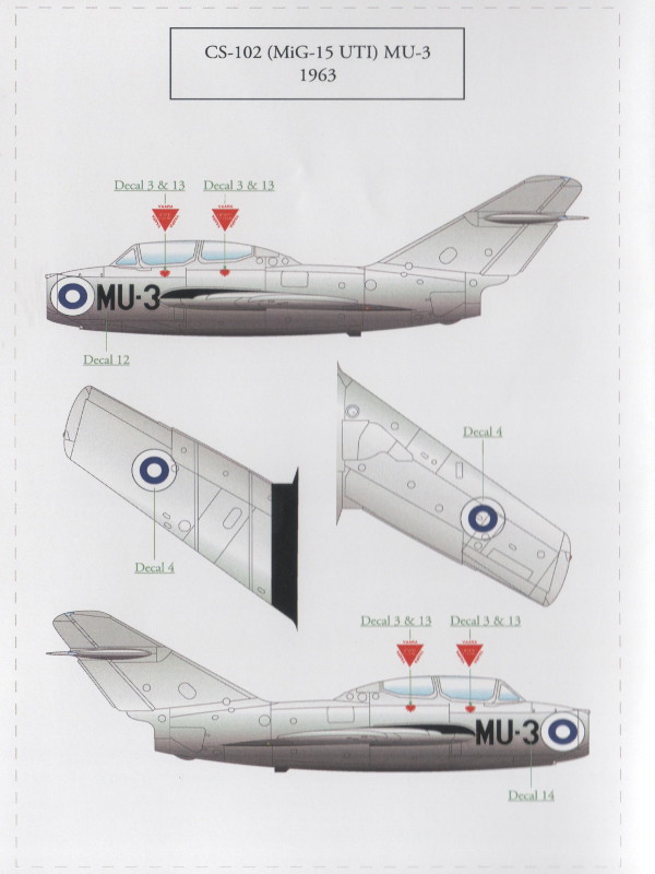 S.B.S Model - MiG-15 UTI Finnish Airforce Decal Sheet