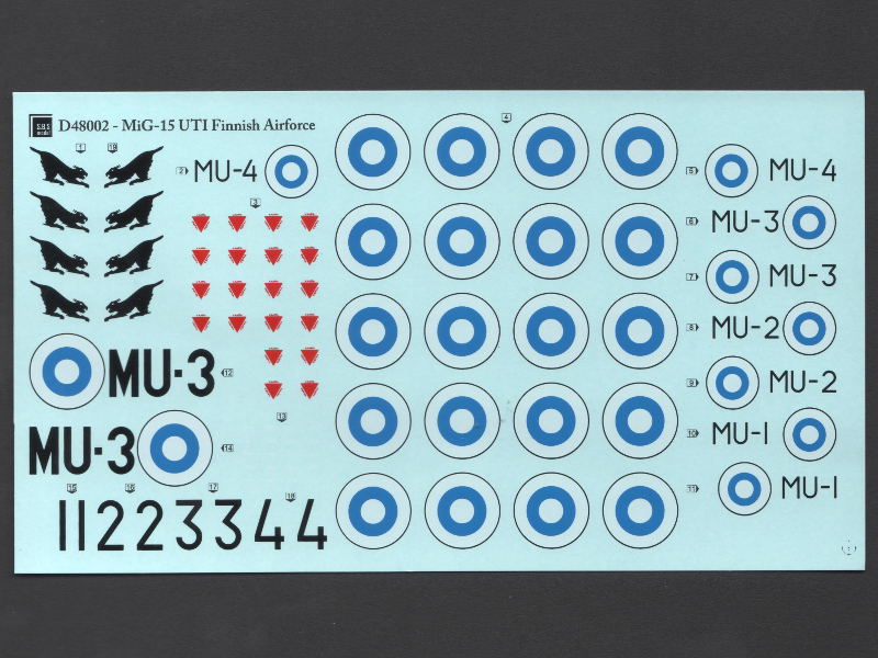 S.B.S Model - MiG-15 UTI Finnish Airforce Decal Sheet