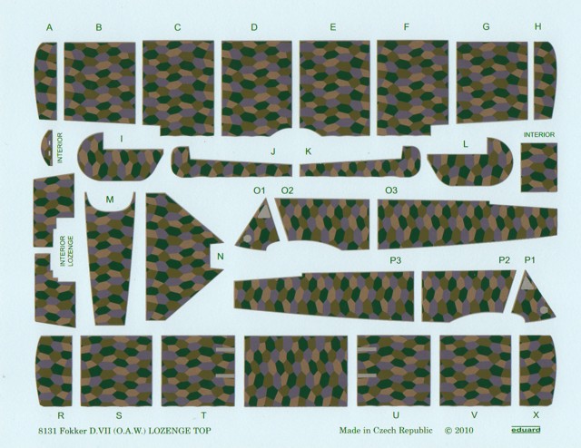 Decals für den 5-farb Flugzeugtarnstoff Oberseite