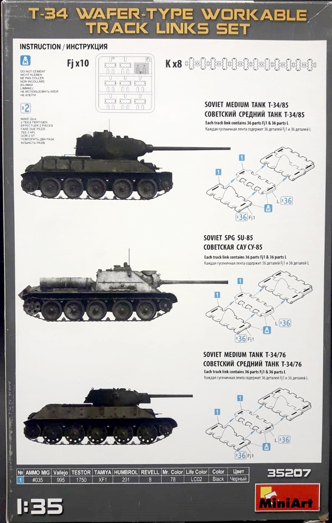 MiniArt - T-34 Wafer-Type Workable Track Links Set