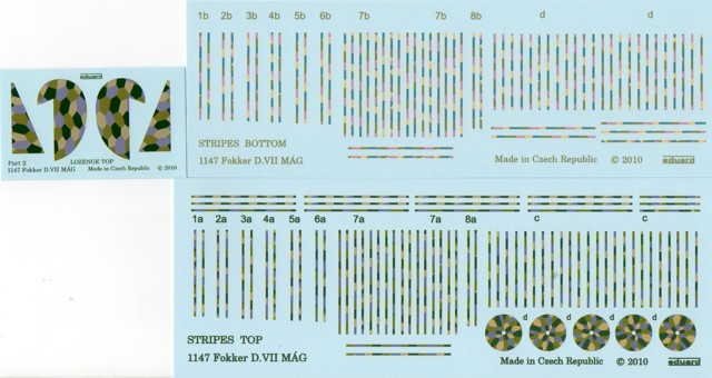 Decals für Flugzeugtarnstoff und Rippensicherungsbänder