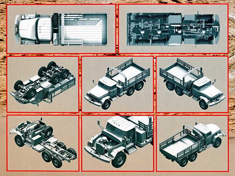 Die Rückseite der Verpackung mit Detailansichten vom Modell des ZIL-131