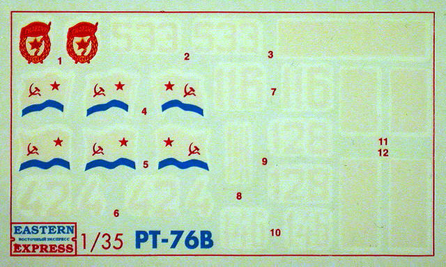 Die Decals für den PT-76B