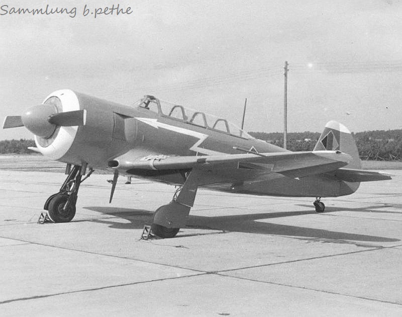 Die rote Jak-11 1957 in Cottbus. Welche Farbe haben die Kühlerlamellen hinter der Propellernabe? 