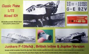 Bausatz: Junkers F13 fe/kä, British inline & Jupiter Version