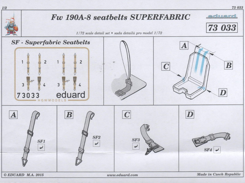 Eduard Ätzteile - Fw 190A-8 seatbelts SUPERFABRIC