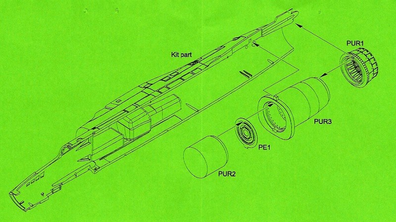 CMK - Mirage F.1 Afterburner unit and engine nozzle