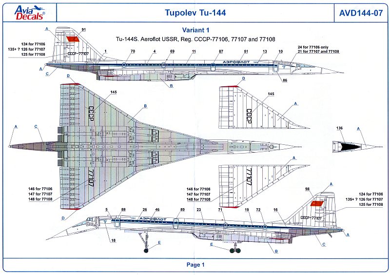 Avia Decals - Tupolev Tu-144