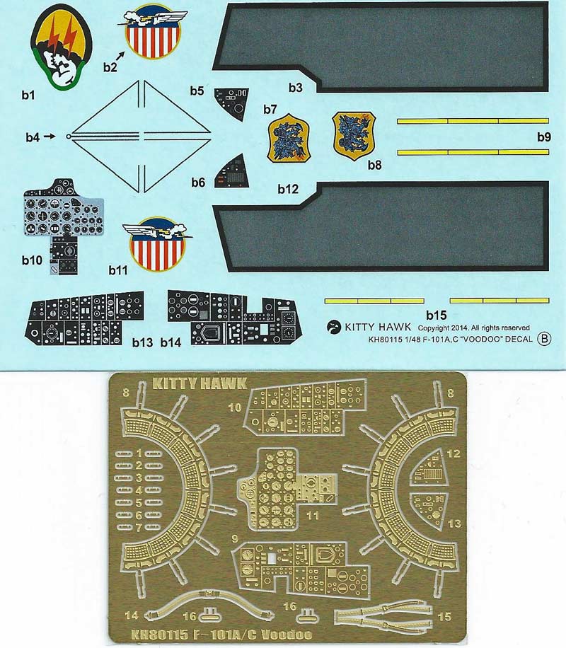 PE-Platine und Decalsatz aus dem Bausatz von KITTY HAWK