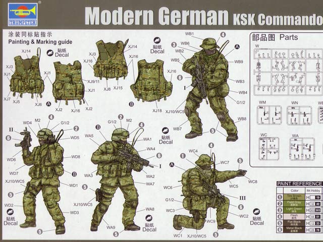 Verpackungsrückseite mit Bemalungs- und Montageangaben