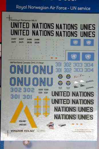 Vingtor Decals - Norseman Mk.IV & DHC-3 Otter United Nations