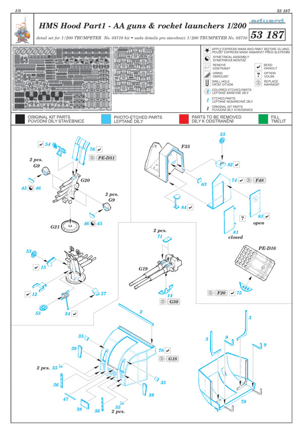 Eduard Ätzteile - HMS Hood pt. 1 AA guns & rocket launchers