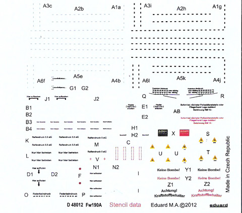 Eduard - Fw190A stencil data