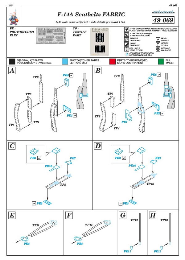 Eduard Ätzteile - F-14A seatbelts FABRIC